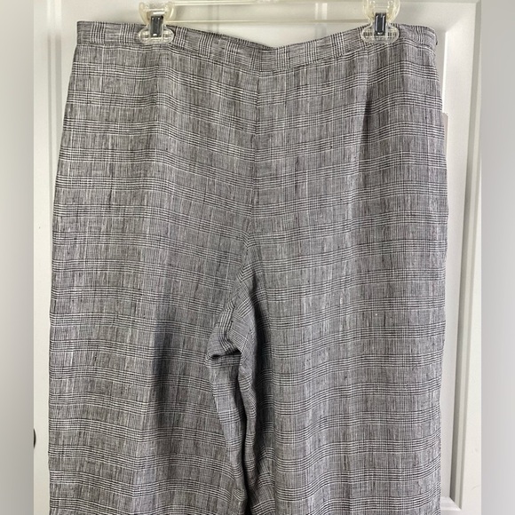 Rafaella NWT 100% Pure Linen Gray & Black Plaids High Rise Wide Leg Pants Size16 - Picture 9 of 11
